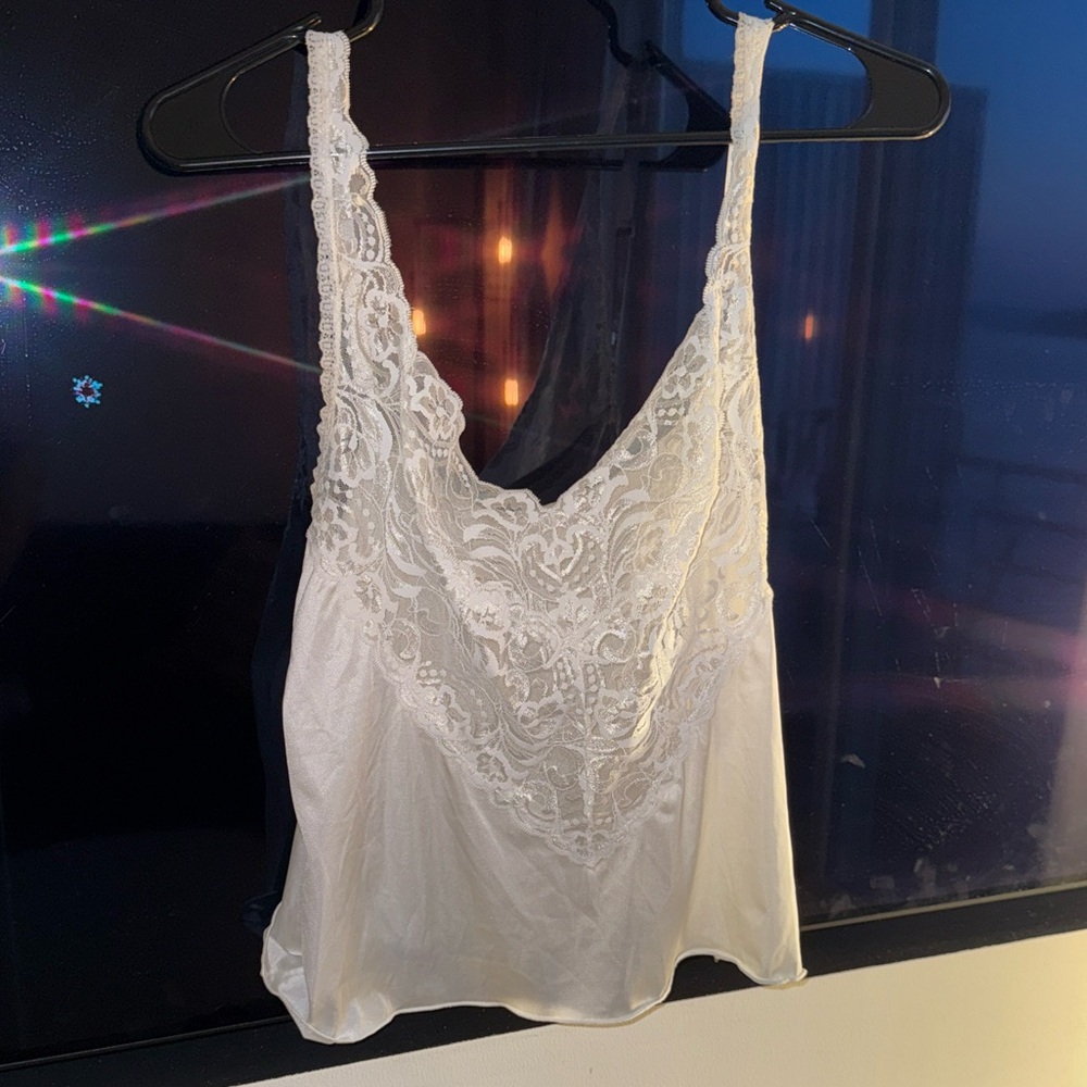 Vanity Fair White Cami with Lace Detail
